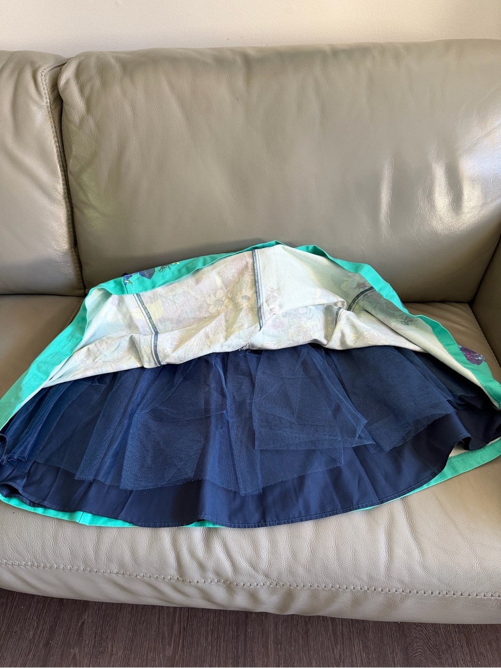 Laura | Navy to Teal Floral Fit-and-Flare Dress Size 12 - Picture 13 of 16